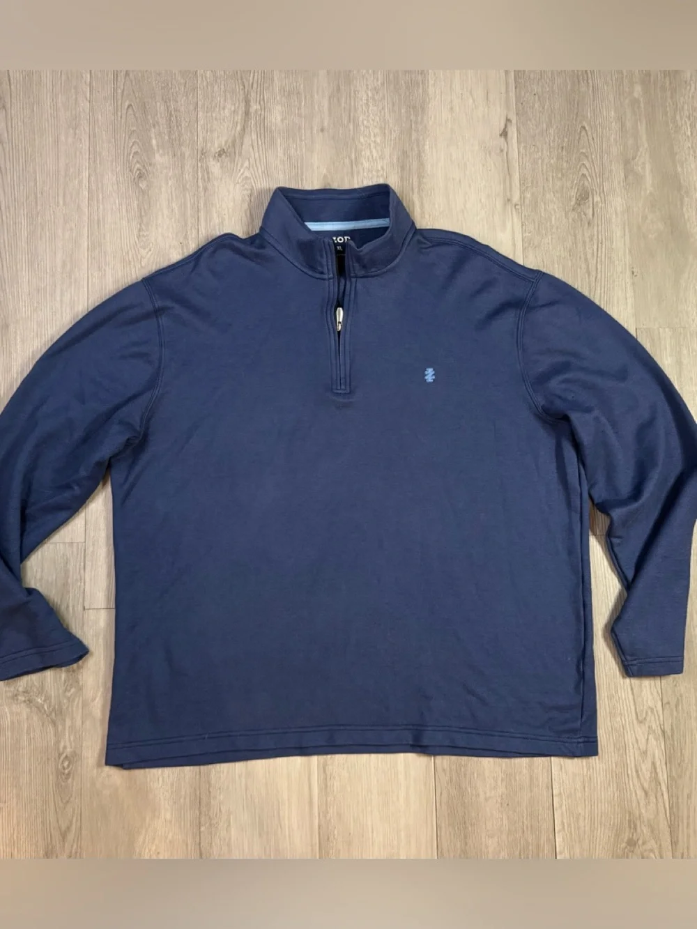 Izod Men’s Blue 1/4 Zip Long Sleeve Collared Polo Lightweight Sweater XL